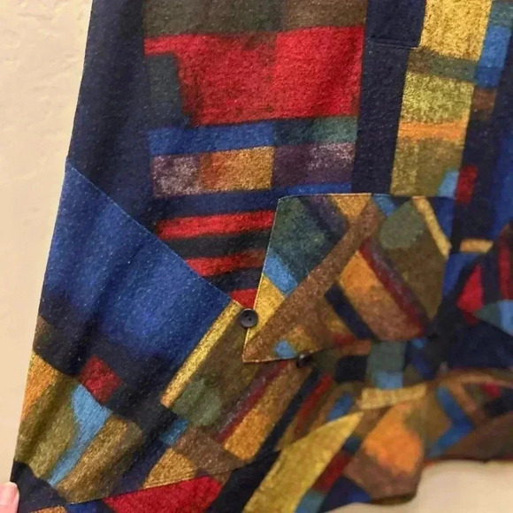 John mark art to wear blouse 1X mixed media colorful artsy laganlook office - Picture 3 of 6